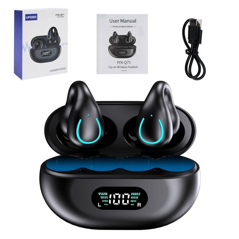Lifebee YYK-Q71 Clip-On Wireless Earbuds with LED Display Case