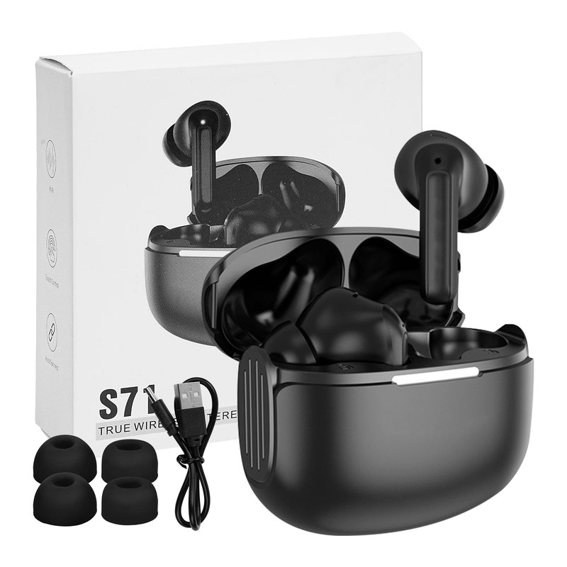 S71 True Wireless Stereo Earbuds with Charging Case, Black