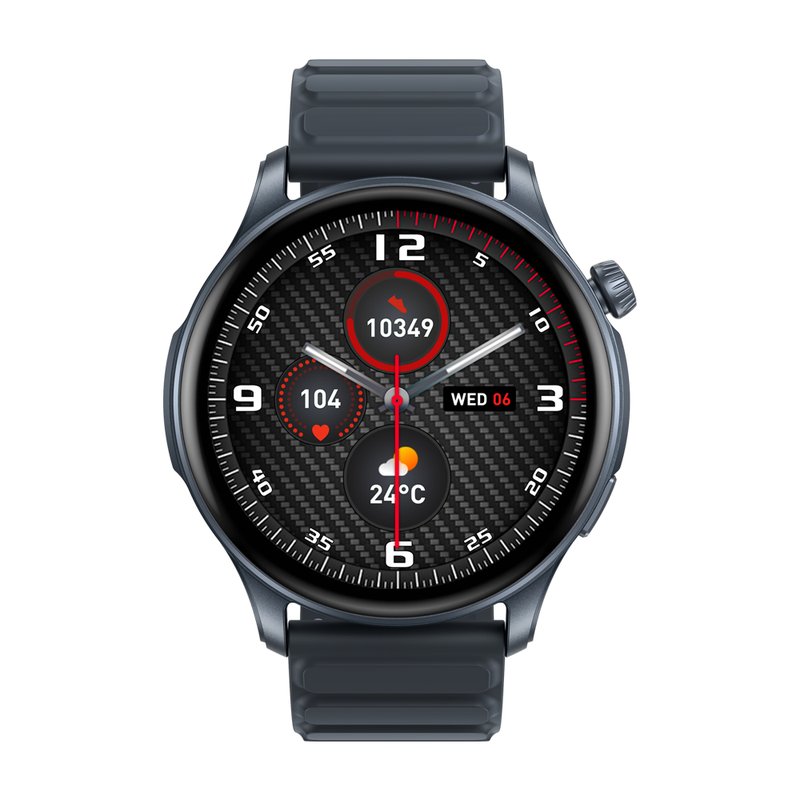 Round Smart Watch with Dark Blue Magnetic Silicone Strap