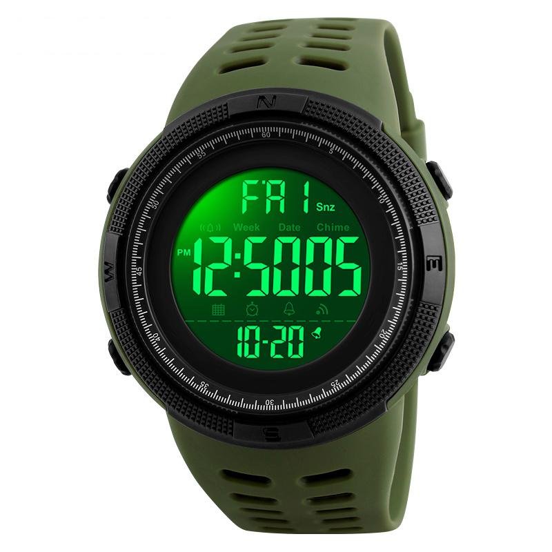 Digital Sports Watch Army Green Water Resistant
