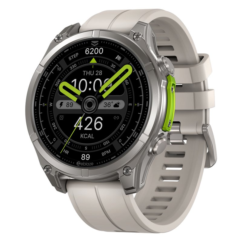 Zeblaze Multifunction Sports Smart Watch Silver with Khaki Strap