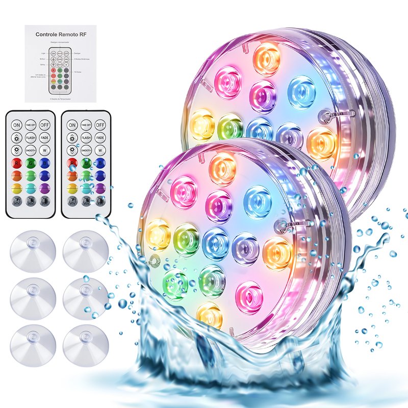 潜水RGB LED泳池灯 带遥控器 2个装