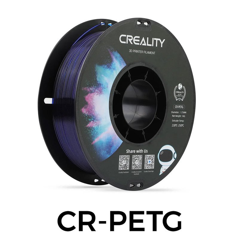Creality CR-PETG 1.75mm线径 1KG_黑色中性料盘_黑白盒_CR(圆标)(透明蓝)