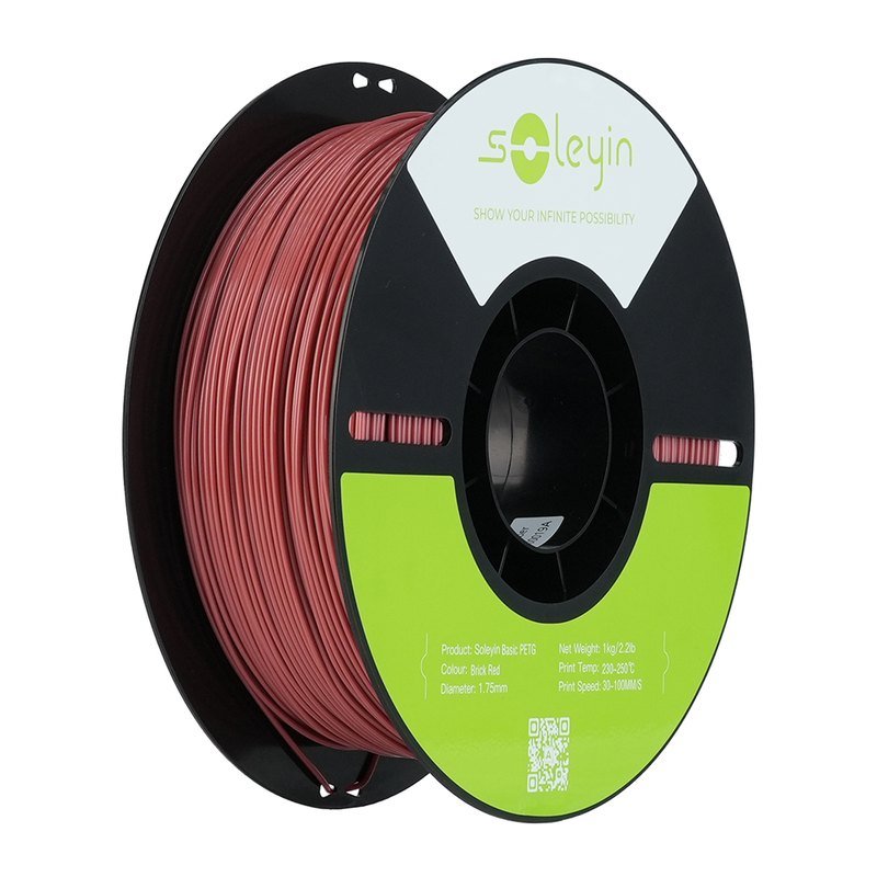 Creality Soleyin Basic PETG 3d打印材料 线径1.75 1KG 黑色中性盘 环保纸盒(砖红)