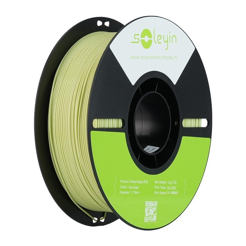 Creality Soleyin Basic PETG 3d打印材料 线径1.75 1KG 黑色中性盘 环保纸盒(蕨绿)