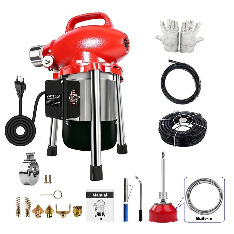 BR80型自动头疏通机19.5米套装/VICTOOL标/BR/三角插110V60Hz