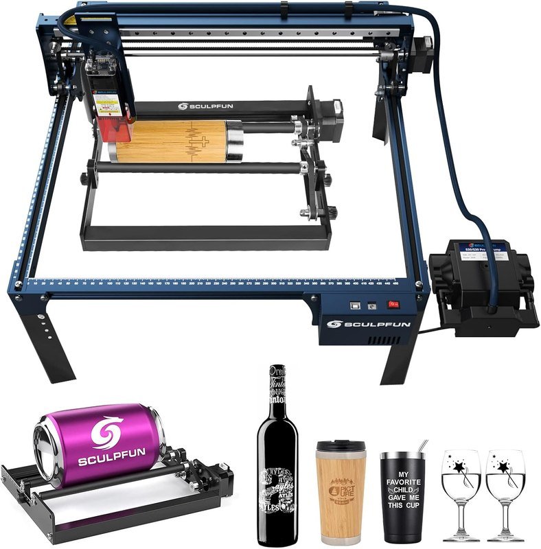 SCULPFUN S30 Pro 10W Rotary Roller — Engraving Machine (Blue)