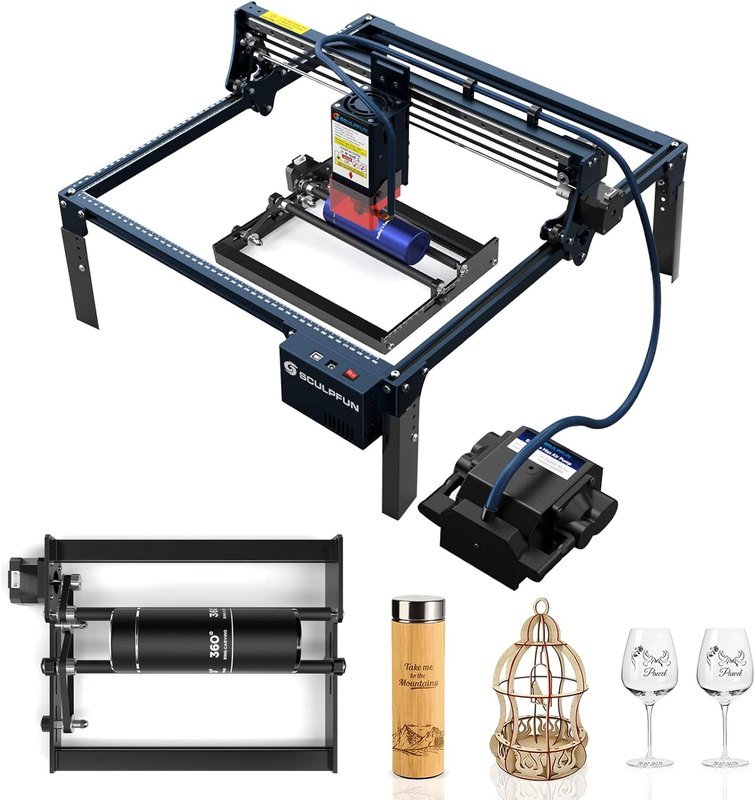 SCULPFUN S30 Pro Max 20W Rotary Roller — Engraving Machine (Blue)