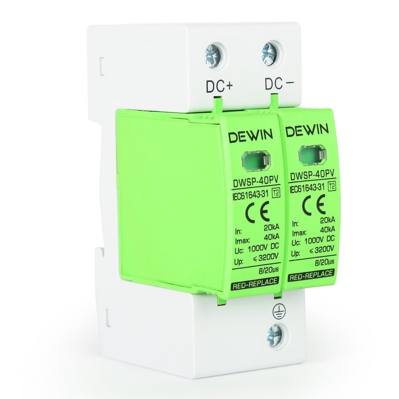 DEWIN 2P DC1000V 40KA 7 — Surge Protector (Green)