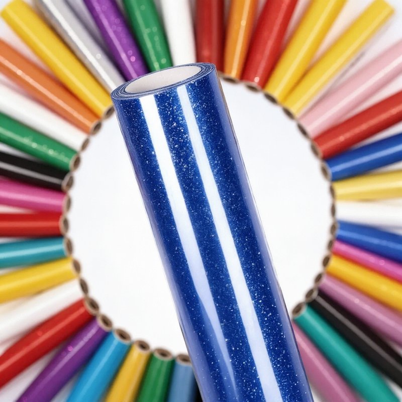 Blue Glitter Heat Transfer Vinyl Roll