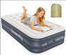 BRK20-C3BR-EZFPC-BUGY Flocked Inflatable Air Bed with Built-in Pump, Queen Size (Blue and Grey)